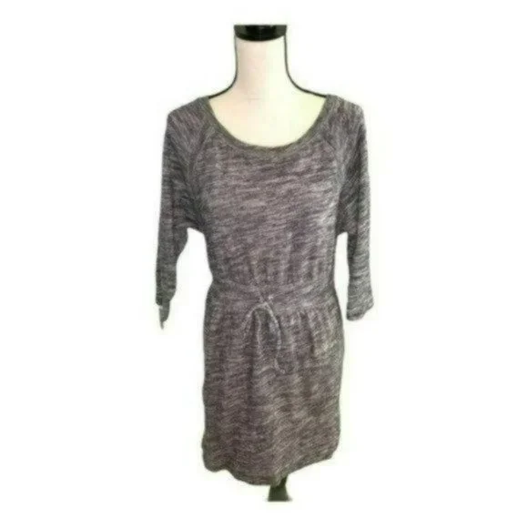 Juicy Couture Gray 3/4 Sleeves Drawstring Waist Cotton Slip On Dress Size M - Picture 2 of 11